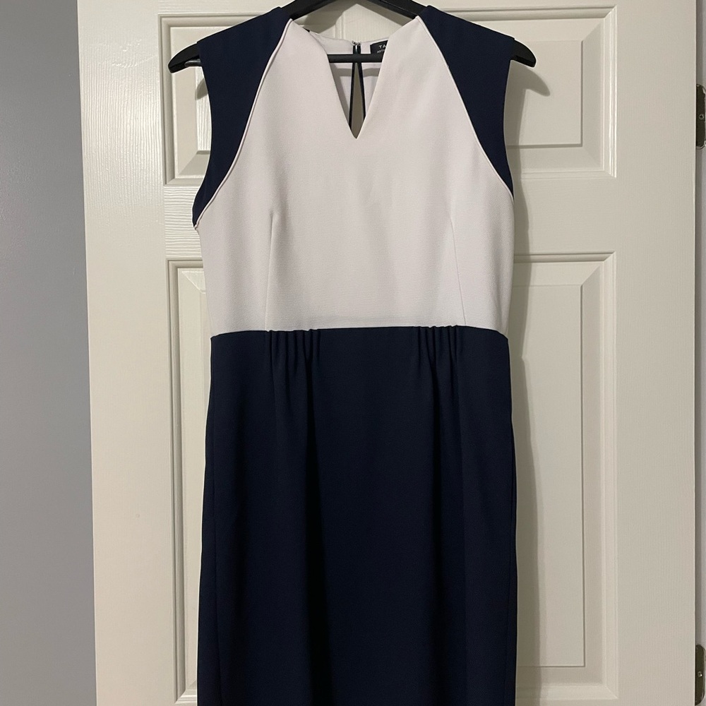 Elegant Navy and White Sleeveless Dress